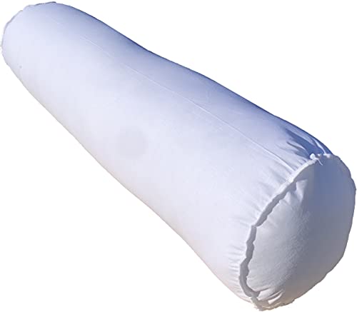 Pillowflex Bolster Pillow - 8" x 36" - Plush Polyester-Filled Insert for Decorative Shams - Poly-Cotton Shell - Odorless, Lint, and Dust-Free, No Lumps Stuffing for Pillows (White, Round)