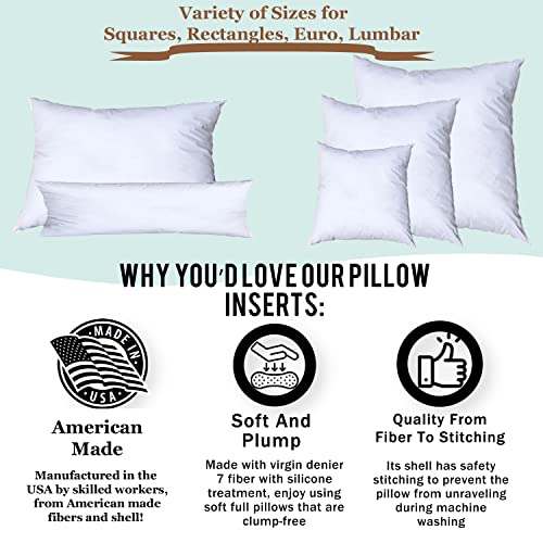 Pillowflex Bolster Pillow - 8" x 36" - Plush Polyester-Filled Insert for Decorative Shams - Poly-Cotton Shell - Odorless, Lint, and Dust-Free, No Lumps Stuffing for Pillows (White, Round)