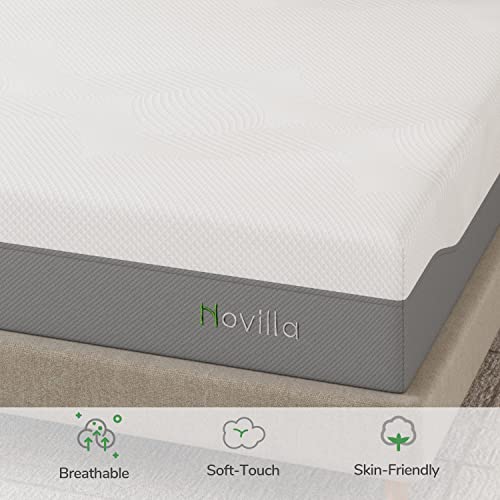 Novilla Queen Size Mattress, 12 Inch Cooling Gel Memory Foam Mattress in a Box, Foam Mattresses for Cooler Sleep & Pressure Relief, Medium Soft Bed Mattresses with Motion Isolation, Vibrant