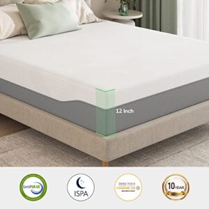 Novilla Queen Size Mattress, 12 Inch Cooling Gel Memory Foam Mattress in a Box, Foam Mattresses for Cooler Sleep & Pressure Relief, Medium Soft Bed Mattresses with Motion Isolation, Vibrant