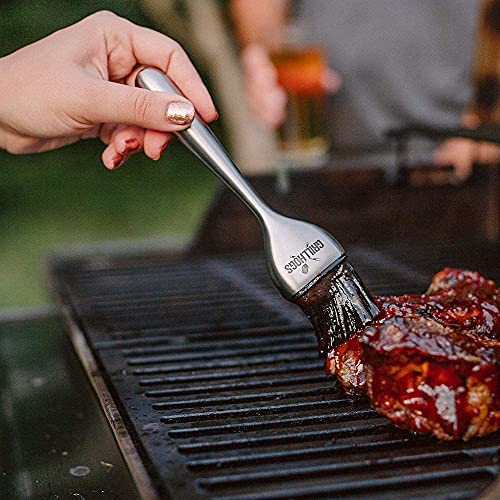 GRILLHOGS Silicone Sauce Basting Brush, Premium Stainless Steel Handles, Pastry & Barbecue Grilling, Dishwasher Safe & Heat Resistant, Set of 2