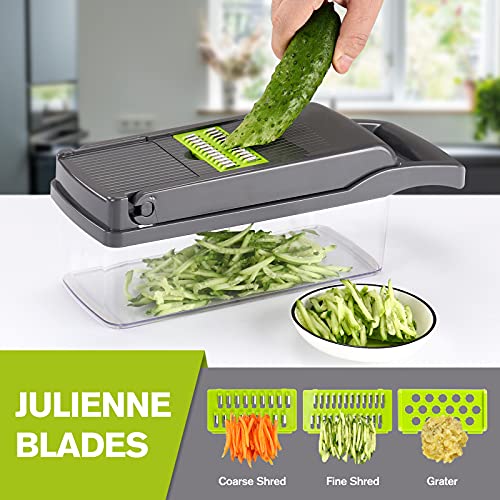 KEOUKE Vegetable Chopper Slicer Dicer - 12 -in -1 Onion Chopper Fruits Cutter Mandoline Slicer Food Chopper/Cutter with 7 Stainless Steel Blades, Adjustable Slicer & Dicer with Storage Container