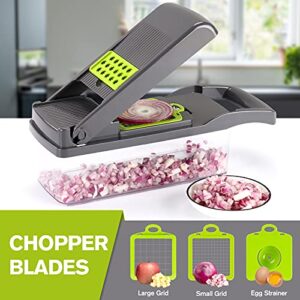 KEOUKE Vegetable Chopper Slicer Dicer - 12 -in -1 Onion Chopper Fruits Cutter Mandoline Slicer Food Chopper/Cutter with 7 Stainless Steel Blades, Adjustable Slicer & Dicer with Storage Container