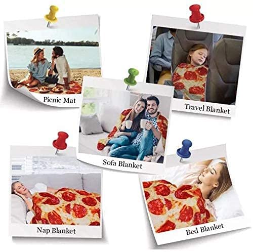 BinZ Pepperoni Pizza Blanket Throw, Double Sided 80" inches, for Adult & Kids, Novelty Realistic Pizza Food Blanket, Super Soft Pepperoni Blanket for Teenage Boys & Girls