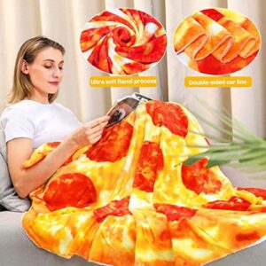 BinZ Pepperoni Pizza Blanket Throw, Double Sided 80" inches, for Adult & Kids, Novelty Realistic Pizza Food Blanket, Super Soft Pepperoni Blanket for Teenage Boys & Girls