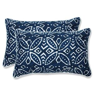 pillow perfect outdoor/indoor merida indigo lumbar pillows, 2 count (pack of 1), blue