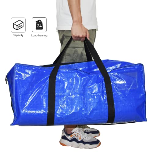 Amlsalm 4 Pack Extra Large Moving Bags with Zippers & Carrying Handles, Vacuum Compression Storage Bags, Heavy-Duty Storage Tote for Space Saving Moving Storage, Waterproof Multi-use Tool Tote Bag