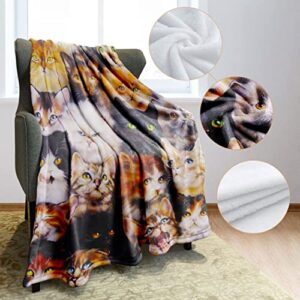 YISUMEI 40" x 50" Blanket Comfort Warmth Soft Plush Throw for Couch Cute Cats Breed Collage Pet