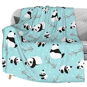 delerain panda flannel fleece throw blanket 50"x60" living room/bedroom/sofa couch warm soft bed blanket for kids adults all season