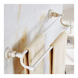 asddd towel bar for bathroom, vintage design white/antique double hand towel holder, continental bathroom accessories sanitary wares towel rack towel shelf (color : white)