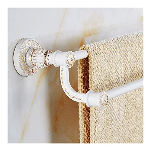 ASDDD Towel Bar for Bathroom, Vintage Design White/Antique Double Hand Towel Holder, Continental Bathroom Accessories Sanitary Wares Towel Rack Towel Shelf (Color : White)