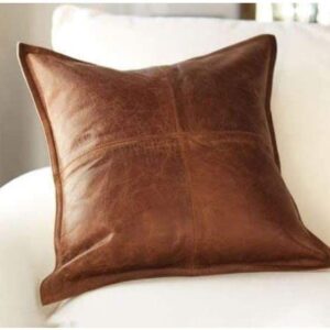 QAWACH Lambskin Leather Pillow Cover - Sofa Cushion Case - Decorative Throw Covers for Living Room & Bedroom, 16 x 16 Inches - Tan Antique Box Pack of 2