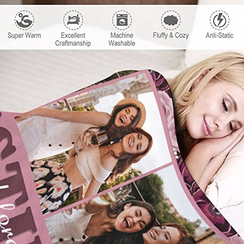 Artsadd Personalized Blanket to Besties, Gift on Birthday to Best Friend, Custom Picture Blanket with Text Name Photo Throw Blanket, Made in USA