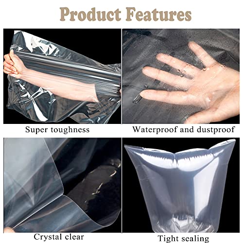 Giant Storage Bag for Carpet, Strong Plastic Bag with Zip Tie for Moving and Packing, Heavy Duty Clear Reusable Bag for Rug Storage, Furniture Covering. Fit 6x9 Feet