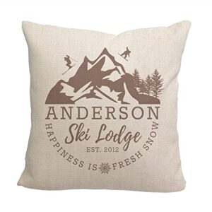 pattern pop personalized ski lodge throw pillow cover - 17x17 throw pillow cover (no insert) - decorative throw pillow cover (natural linen, throw pillow cover)