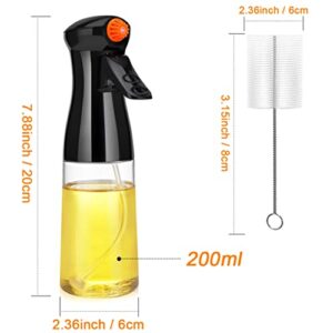 Olive Oil Sprayer for Cooking,Rotatable Nozzle Olive Oil Spray Bottle 200ml/7oz Vinegar Dispenser with Brush Leak Proof Oil Sprayer for Kitchen, Cooking, Baking,Salad, BBQ,Roasting