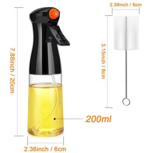 Olive Oil Sprayer for Cooking,Rotatable Nozzle Olive Oil Spray Bottle 200ml/7oz Vinegar Dispenser with Brush Leak Proof Oil Sprayer for Kitchen, Cooking, Baking,Salad, BBQ,Roasting