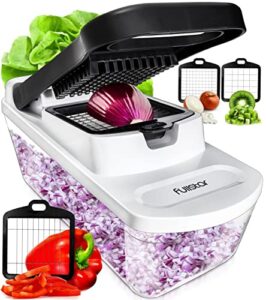 fullstar vegetable chopper food chopper - tomato dicer, onion chopper, vegetable cutter - food dicer chopper with storage container & slip-proof mat - kitchen tools onion dicer (3 blades)