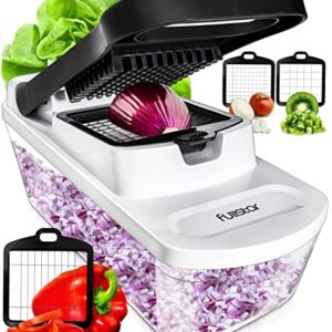 Fullstar Vegetable Chopper Food Chopper - Tomato Dicer, Onion Chopper, Vegetable Cutter - Food Dicer Chopper with Storage Container & slip-proof mat - Kitchen Tools Onion Dicer (3 Blades)