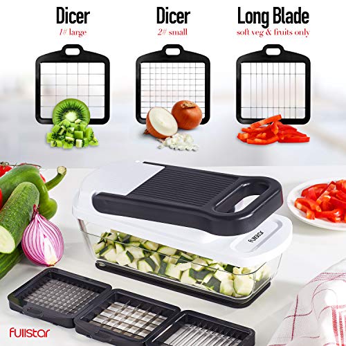 Fullstar Vegetable Chopper Food Chopper - Tomato Dicer, Onion Chopper, Vegetable Cutter - Food Dicer Chopper with Storage Container & slip-proof mat - Kitchen Tools Onion Dicer (3 Blades)