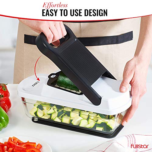 Fullstar Vegetable Chopper Food Chopper - Tomato Dicer, Onion Chopper, Vegetable Cutter - Food Dicer Chopper with Storage Container & slip-proof mat - Kitchen Tools Onion Dicer (3 Blades)