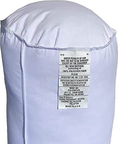 Pillowflex Bolster Pillow - 9" x 76" - Plush Polyester-Filled Insert for Decorative Shams - Comes in a Poly-Cotton Shell - Odorless, Lint, and Dust-Free, No Lumps Stuffing for Pillows (White, Round)