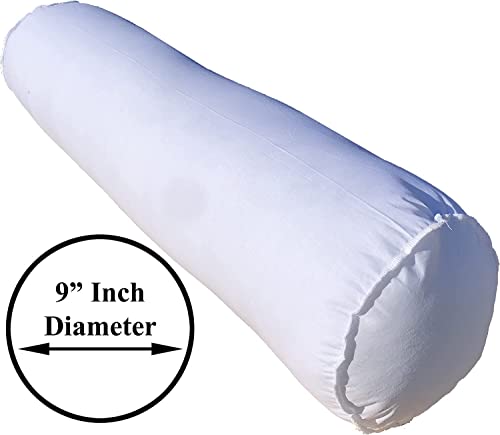 Pillowflex Bolster Pillow - 9" x 76" - Plush Polyester-Filled Insert for Decorative Shams - Comes in a Poly-Cotton Shell - Odorless, Lint, and Dust-Free, No Lumps Stuffing for Pillows (White, Round)