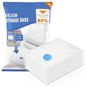 vacuum storage bags, 80% more space saver bags, 6 pack vacuum compression storage bags for comforters, clothes, blanket, bedding, 6pack 60x80cm