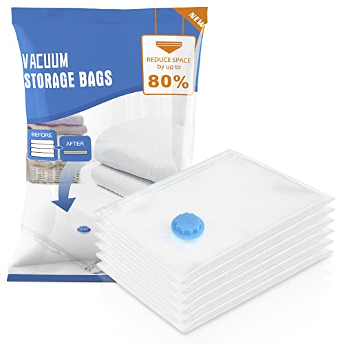 Vacuum Storage Bags, 80% More Space Saver Bags, 6 Pack Vacuum Compression Storage Bags for Comforters, Clothes, Blanket, Bedding, 6Pack 60x80cm