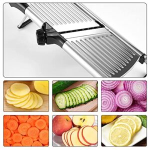 Mandoline Slicer for Kitchen -VEKAYA Stainless Steel Vegetable Slicer for Potato, tomato and Onion, Carrot Julienne and Chopper for Vegetables with Gloves (BlacK)