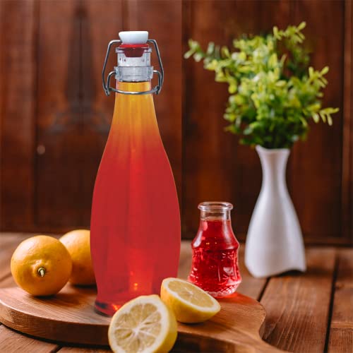 Nevlers Set of 6 | 17 oz Glass Bottle Set with Airtight Swing Top Stoppers | Home Brewing Bottles for Kombucha, Beer, Water Kefir, Limoncello | Includes Bottle Brush, Funnel and Gold Glass Marker