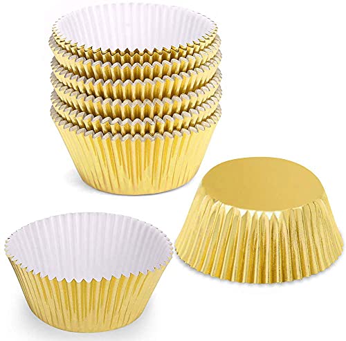 Gifbera Gold Foil Muffin Cupcake Liners/Baking Cups Standard Size, 100-Count