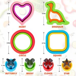 Sandwich Cutter and Sealer for Kids Uncrustables Maker 8PCS Heart Circle Square Dinosaur Shape Cookie Cutters Bread Decruster Pancake Maker DIY Sandwich Cutter for Kids Boys Girls Adults Bento Box