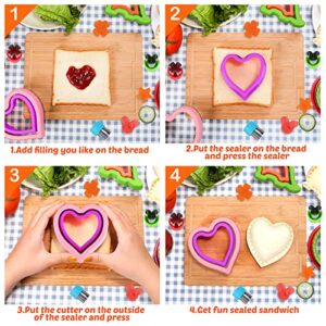 Sandwich Cutter and Sealer for Kids Uncrustables Maker 8PCS Heart Circle Square Dinosaur Shape Cookie Cutters Bread Decruster Pancake Maker DIY Sandwich Cutter for Kids Boys Girls Adults Bento Box