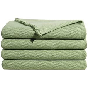 zonli spring sage green throw blanket soft lightweight herringbone throw blanket for couch,green boho throw blankets with tassels fringe for bed sofa summer outdoor 55''x75''