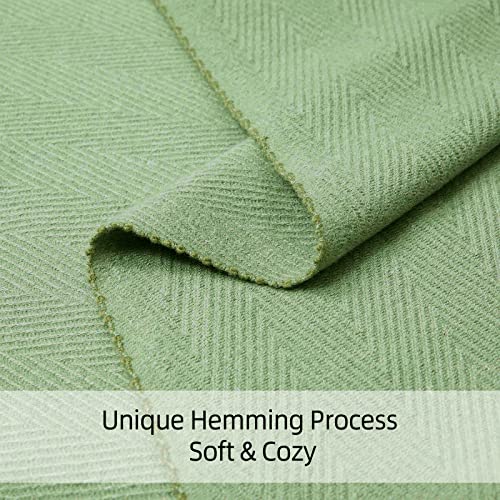 ZonLi Spring Sage Green Throw Blanket Soft Lightweight Herringbone Throw Blanket for Couch,Green Boho Throw Blankets with Tassels Fringe for Bed Sofa Summer Outdoor 55''x75''