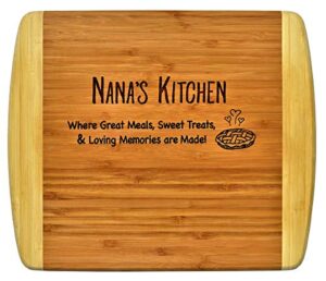 nana gift- engraved 2-tone bamboo cutting board - 2-sided design engraved side designed for decor reverse side for usage – best grandma ever birthday mother’s day christmas (11 1/2 x 13 1/2)