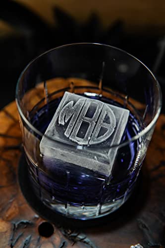 Siligrams Monogrammed Bartender Ice Cube Tray, Personalized Custom 1.5, 1.75, 2 inch Cocktail Ice Cube Tray, Custom Silicone Ice Cube Mold, Gift For Him, Ice Stamp, Whiskey Ice Cube, DIY