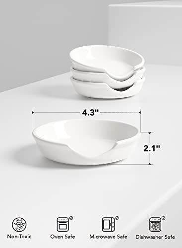 LE TAUCI Ceramic Spoon Rest for Stove Top, Spoon Holder for Kitchen Counter, Kitchen Gadgets, Coffee Spoon, Spoon Cradle, Kitchen Accessories For Utensils, Set of 4, White