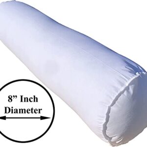 Pillowflex Bolster Pillow - 8" x 34" - Plush Polyester-Filled Insert for Decorative Shams - Comes in a Poly-Cotton Shell - Odorless, Lint, and Dust-Free, No Lumps Stuffing for Pillows (White, Round)