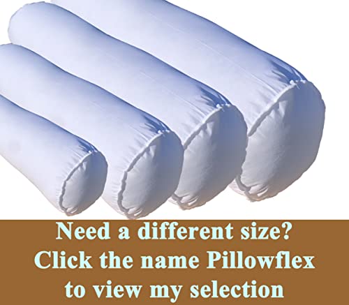 Pillowflex Bolster Pillow - 8" x 34" - Plush Polyester-Filled Insert for Decorative Shams - Comes in a Poly-Cotton Shell - Odorless, Lint, and Dust-Free, No Lumps Stuffing for Pillows (White, Round)