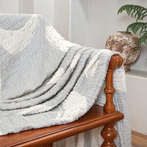 amorchoice muslin throw blanket - soft and lightweight all-season cotton gauze throw blanket for warm cozy comfort, perfect for adults (grey, 60×80)