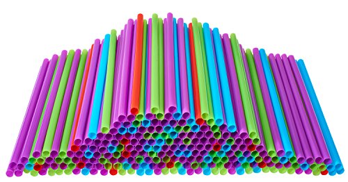 Plastic Drinking Straws 250 Count BPA-Free Multi-Colored Disposable Straws, Assorted - DuraHome (250 Pack)