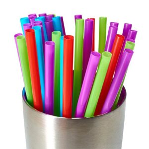 Plastic Drinking Straws 250 Count BPA-Free Multi-Colored Disposable Straws, Assorted - DuraHome (250 Pack)