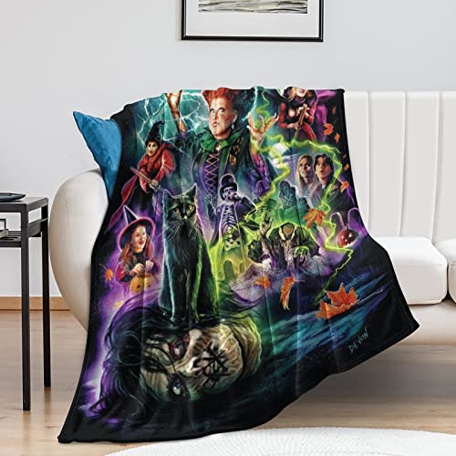 Hocus Pocus Flannel Blanket,Throw Blankets Witch Fleece Blankets Ultra-Soft Suitable for Couch Sofa Bed Home Decorations All Seasons Gifts for Women ＆ Men 60X50 inch (HP 1, 60"X50")