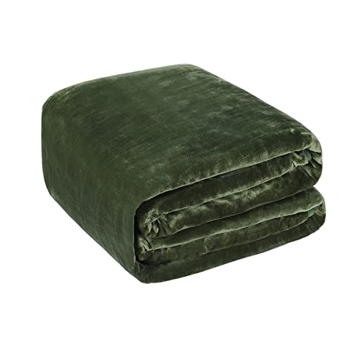 Lutoris Flannel Oversized King Blankets 220gsm 120"x120", Giant Huge 10'x10' Cozy Big Throw Blanket Fits The Whole Family, Extra Large Soft Fleece Blankets for Bed Sofa Couch Travel, Army Green