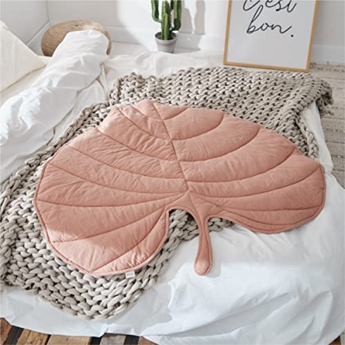 TOPTREE Bed Blanket Easter Theme Throw Blanket 3D Pink Leaves Shaped Pet Blanket Cushion Household Dog Blanket or Cat Blanket, Warm and Soft, Easter Gift for Small Animals (47"x43", Anthurium Pink)