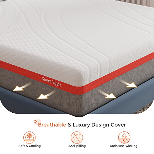 Sweetnight Queen Mattress, 12 Inch Gel Memory Foam Mattress for Cool Sleep & Pressure Relief, Medium Firm Mattress with Motion Isolation, Clarity