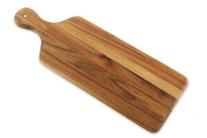 villa acacia wooden cutting board - 17 x 6 inch wood board serving tray for bread and cheese with handle - decorative charcuterie boards for new home, wedding gift