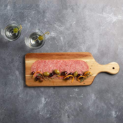 Villa Acacia Wooden Cutting Board - 17 x 6 Inch Wood Board Serving Tray for Bread and Cheese with Handle - Decorative Charcuterie Boards for New Home, Wedding Gift